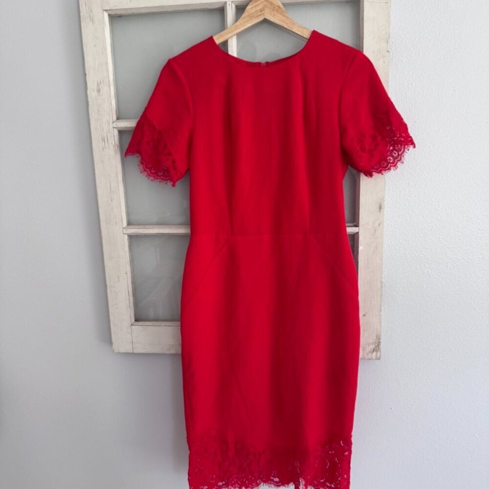H&M Vintage Style Red Lace Pencil Dress - Size 8 - Like New - Picture 4 of 8